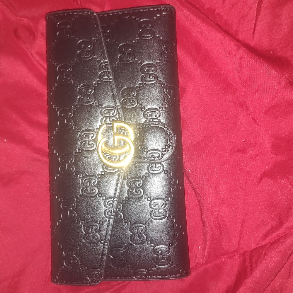 Black Wallet with Gold Logo